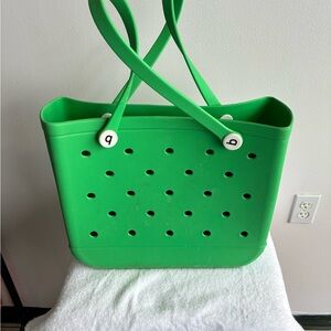 Green Silicone Tote Bag with Top Handles